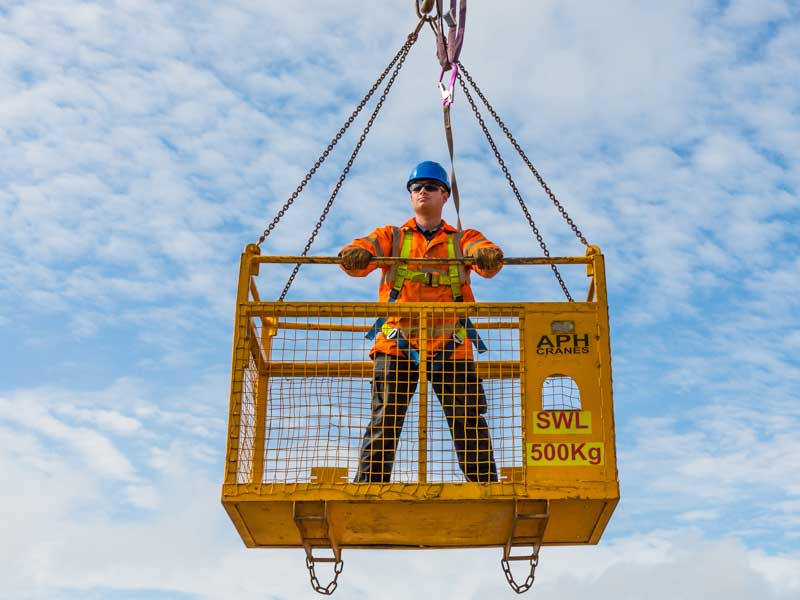 Crane man deals basket